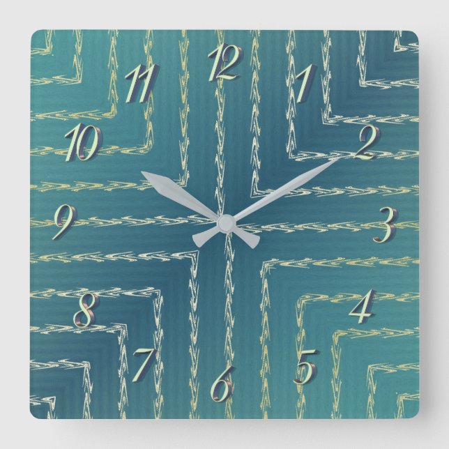 Élégante horloge murale géométrique verte (Recto)