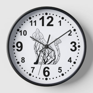 Élégante horloge murale Silhouette Chat Noir