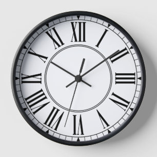 Élégante horloge numérique romaine noire et blanch