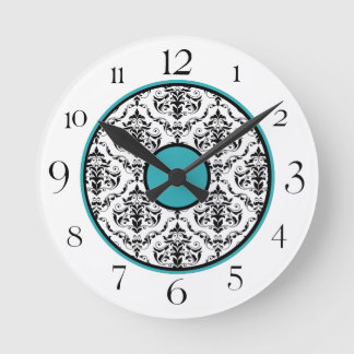 Elégante horloge ronde Turquoise Noir & Blanc Dama