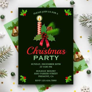 Élégante houx et bougie Invitation à une soirée