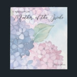 Elégante Hydrangea Mère Du Bloc-Notes De Mariée<br><div class="desc">Organisez des plans de mariage avec notre Elégante Hydrangea Mother of the Bride Notepad. Ce magnifique bloc-notes présente un design hydrangée délicat, parfait pour les notes, les listes de choses à faire et les rappels. Sa taille compacte le rend facile à transporter, en vous assurant de toujours l'avoir à portée...</div>