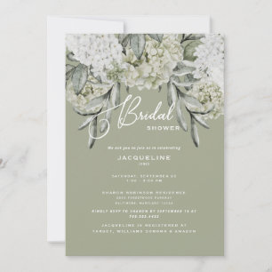 Elégante Hydrangea Sage Bridal Shower Invitation