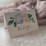 Elégante Hydrangée Bleue | Carte de remerciements<br><div class="desc">Cet élégant carte de remerciements blanc d'hydrangée bleue est parfait pour un mariage de printemps ou d'été. Le design floral classique est composé d'hydrangées bleu poudre douce, agrémentées de fleurs roses neutres et de feuilles verts. Personnalisez l'intérieur de la carte avec vos noms, et un message de remerciement. Sinon, laissez...</div>