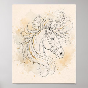 Élégante impression de décoration dorée de cheval 