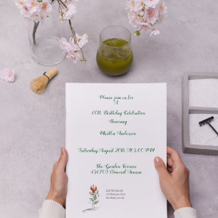 Elégante invitation à 60e anniversaire fleurie pou