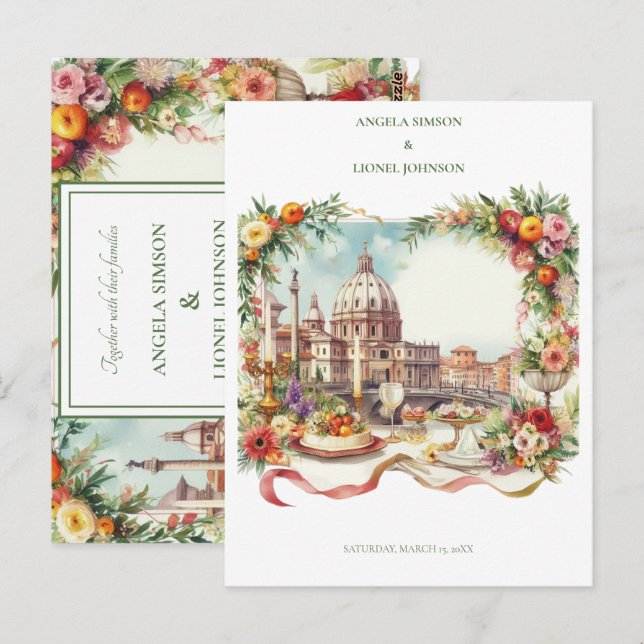 Elégante invitation à dîner à Florence Italie (Devant / Derrière)