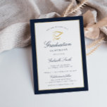 Elégante invitation à la cérémonie de remise des d<br><div class="desc">Une carte élégante de cérémonie de remise de diplômes avec des bordures d'or et de marine. Les détails du texte et l'image peuvent être personnalisés.</div>