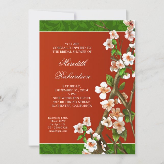 élégante invitation à la douche nuptiale (Devant)