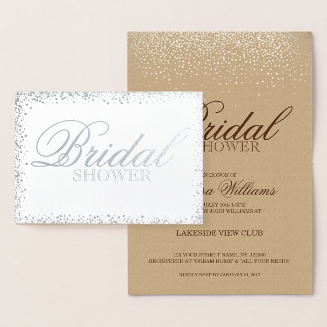 Elégante invitation à la douche nuptiale argent (Affichage)