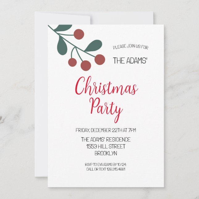 Élégante invitation à la fête de Noël (Devant)