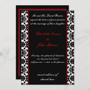 élégante invitation à mariage damassé rouge