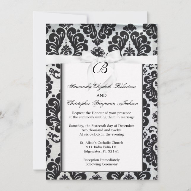 Elégante invitation à un mariage d'accentuation bl (Devant)