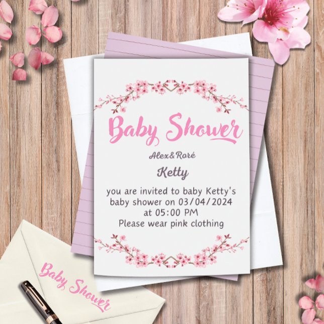 Elégante invitation au Baby shower d'une fille (Créateur téléchargé)