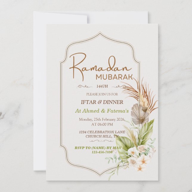 Élégante invitation au dîner et à l'Iftar pour le  (Devant)