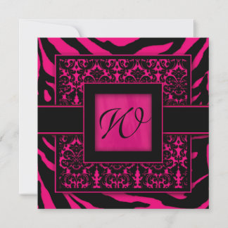 Elégante invitation au mariage Zebra Damask Pink