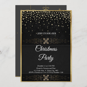 Elégante invitation aux étoiles à paillettes noire