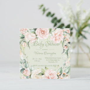 Elégante Invitation Baby shower Floral