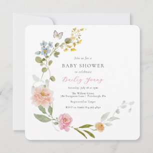 Elégante Invitation Baby shower Floral