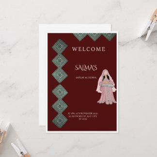 Élégante invitation Burgundy et Rose pour Laylat a
