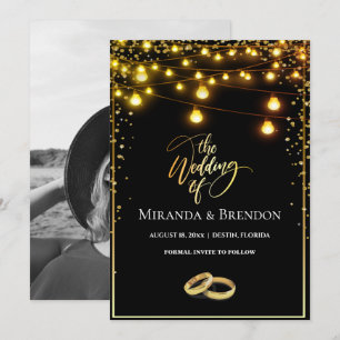 Élégante invitation confetti ocre noir et or