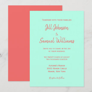 Elégante invitation corail et turquoise