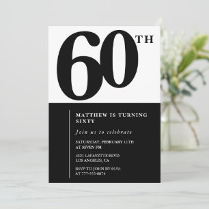 Elégante invitation de 60e anniversaire Black Chic