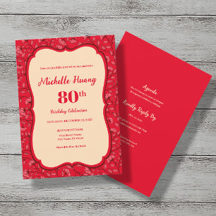 Élégante invitation de 80e anniversaire (RED)