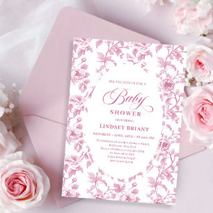Élégante invitation de baby shower Toile de Jouy f