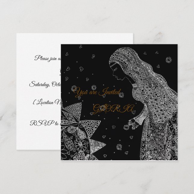 Élégante invitation de bapteme de mariage à ligne  (Devant / Derrière)