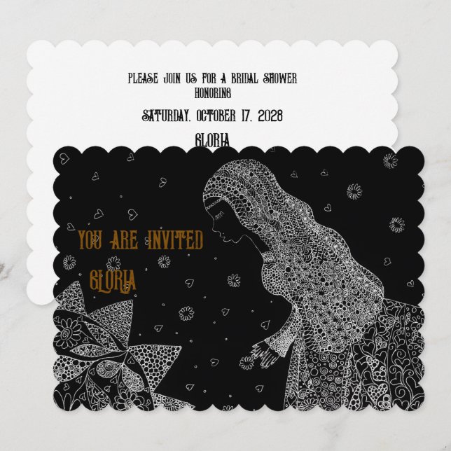 Élégante invitation de bapteme de mariage à ligne  (Devant / Derrière)