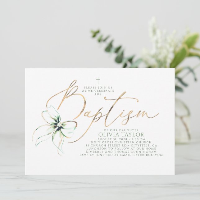 Élégante invitation de baptême moderne minimaliste (Debout devant)