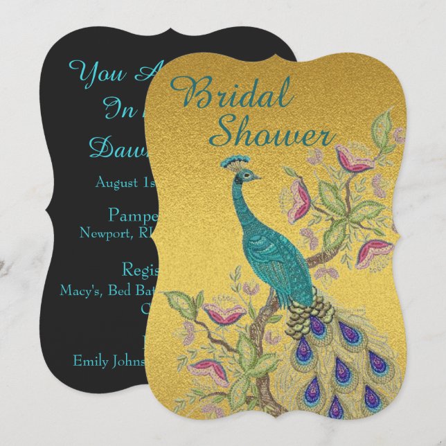 Élégante INVITATION DE DOUCHE BRIDAL Turquoise (Devant / Derrière)