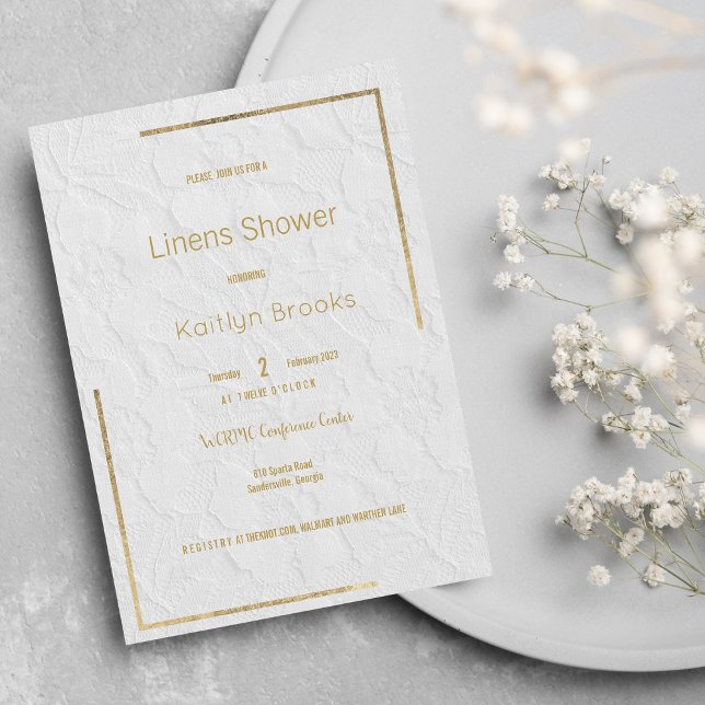 Élégante invitation de douche de couple en dentell (Elegant white gold floral lace Couples Shower)