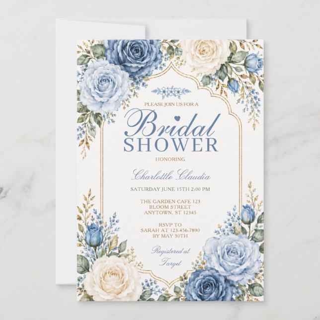 Élégante invitation de douche de mariage bohème fl (Devant)