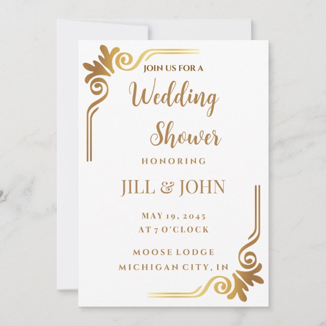 Élégante invitation de douche de mariage ornementa (Devant)