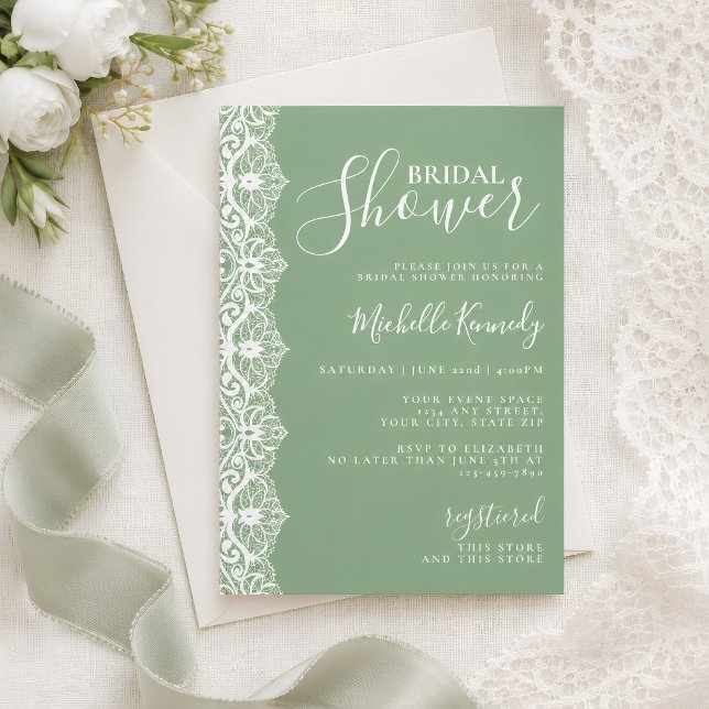 Élégante invitation de douche de mariée en dentell (Créateur téléchargé)