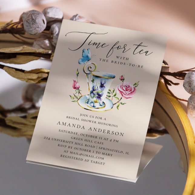 Élégante invitation de douche de mariée Floral Tea (Créateur téléchargé)