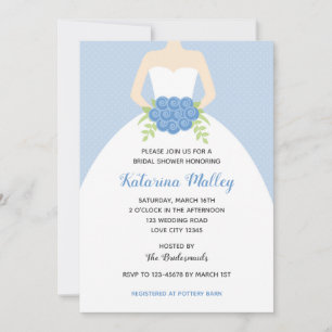Élégante Invitation de douche nuptiale Gown (bleu)