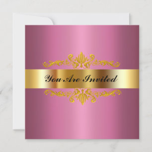 Élégante Invitation de fête d'anniversaire Gold ro