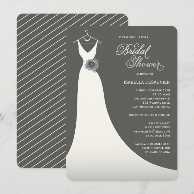 Élégante Invitation de Fête de l'mariée de mariage (Devant / Derrière)