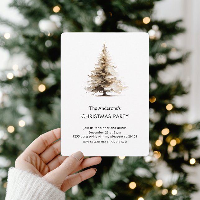 Élégante invitation de fête de Noël avec arbre à l (Créateur téléchargé)