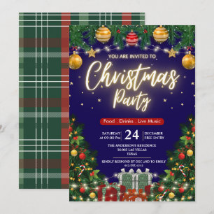 Élégante invitation de fête de Noël moderne à carr