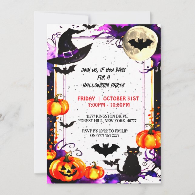 Elégante invitation de fête d'Halloween (Devant)