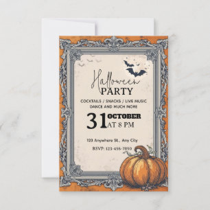 Elégante Invitation de fête d'Halloween Vintage -