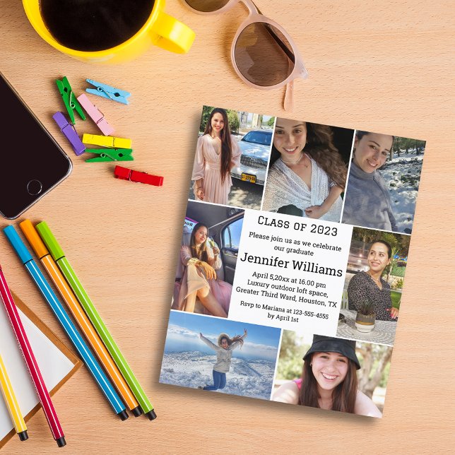élégante invitation de fin d'études en collage de  (Créateur téléchargé)