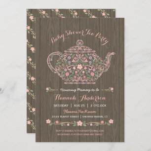 Élégante Invitation de la douche pour bébé en bois