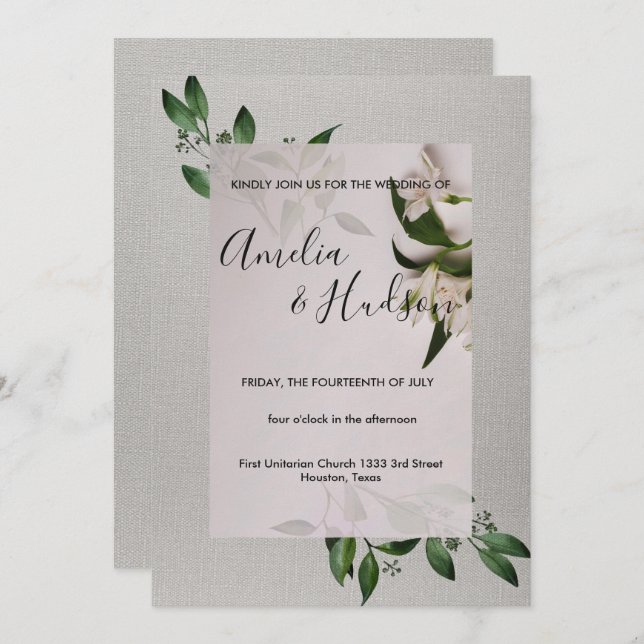 Elégante invitation de mariage (Devant / Derrière)