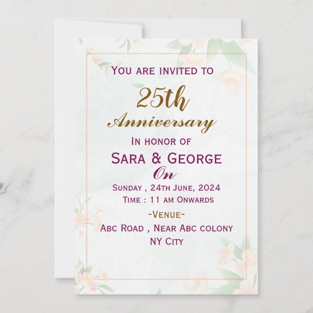 Élégante invitation de mariage (Devant)