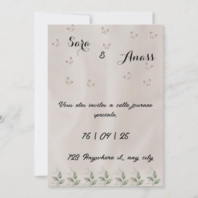 Elégante invitation de mariage (Devant)